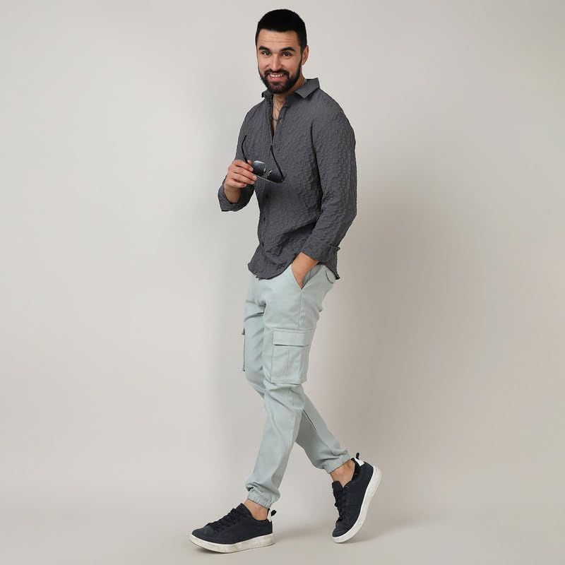 Image of CAHOOT Men's Twisted Crease Shirt for Casual Wear | Spread Collar | Long Sleeve | Button Closure | Shirt Crafted with Comfort Fit for Everyday Wear