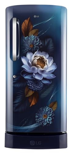 Image of LG 210 L, 5 Star, Smart Inverter, Direct Cool Single Door Refrigerator (GLD2256ZABW, Blue Waterlily, Base stand with Drawer)