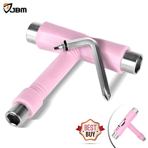JBM Skate Tool All in One (4 Colors) Multi Function Skateboard T Tool Accessory with T Type Allen Key and L Type Phillips Head Wrench Screwdriver