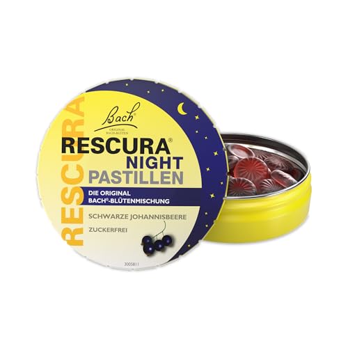 Bach RESCURA NIGHT Bachblüten Pastillen Schwarze Johannisbeere I 50 g I Bachblütenmischung für unterwegs I ehemals Rescue das Original