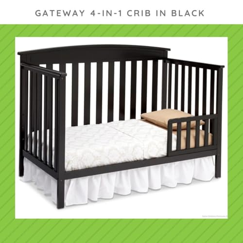 Image of Toddler Bed Safety Guard Rail Compatible with Delta Children Convertible Cribs - Solid Wood Rail for Convertible Crib to Toddler Bed Conversion - Safety Guard Rail for Children (Black - 001, #0080)