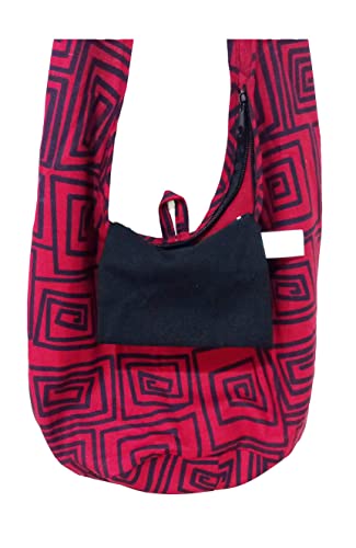 Lovely Creations's Hippie Boho New Elephant Crossbody Bohemian Gypsy Sling Shoulder Bag"Small" Size (Square Red)3