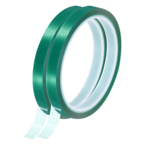 Image of uxcell Green Heat Tape, 2 Rolls 10mmx33m 108ft High Temperature Heat Resistant Tape for Sublimation,Heat Vinyl Press,Heat Transfer, Circuit Board, No Residue