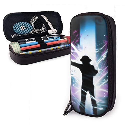 Preisvergleich Produktbild Michael Jackson Federmäppchen, Leder, großes Fassungsvermögen, mit robustem Reißverschluss für Schreibwaren und andere Schulutensilien