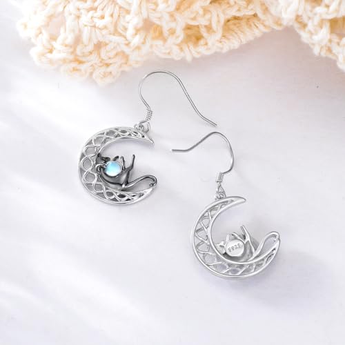Pendientes de zorro y luna celta para mujer joyas de plata de ley 925 4