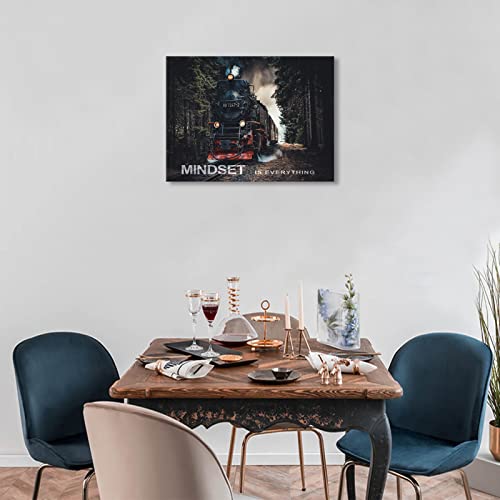 Kawahone Motivational Canvas Wall Art Smoke Steam Locomotive Train In Forest Wall Artwall Decor Car Pictures Train Home Decor Artwork, -18" Wx24 H #TOP2