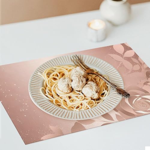 Sets de table rose lavables et résistants pour cuisine 6 pcs - 8