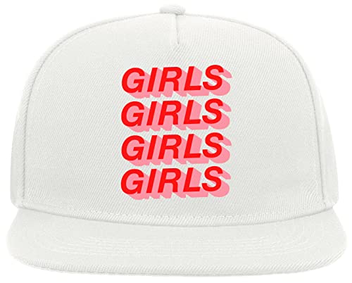 Casquette de baseball blanche Girls Girls Girls rouge 3D art visière plate snapback 5 panneaux