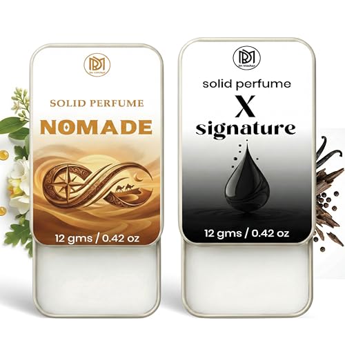 Image of Dr.Mashur Solid Perfume |x signature&Nomade Alcohol Free Wax Perfume Balm, Long Lasting | Pocket Tin 12g, Pack Of 2| Non Greasy Smooth Glide, Travel Friendly Men And Women