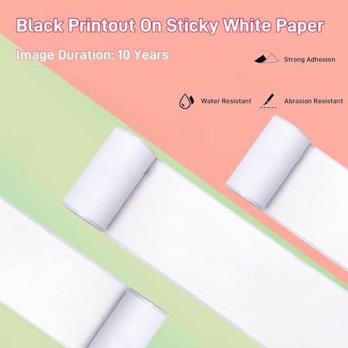Image of T02 M02X AHM2 Thermal Sticker Printer Paper, White, for DIY Journal, Photo