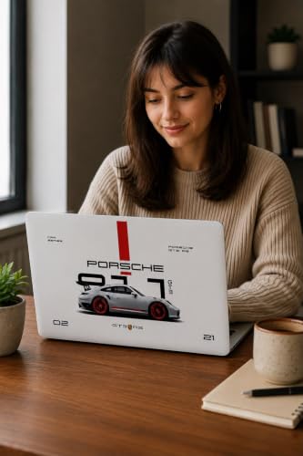 Image of PIXELARTZ Full Body Laptop Skins Sticker Laminated HD Quality Vinyl fits Upto 15.6 inches Compatible with Dell, Lenovo, Acer, HP, Asus -Self-Adhesive (Porsche GT3 RS)