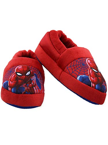 Spider-Man Toddler Boys Plush Aline Slippers (7-8 M US Toddler, Red/Blue)