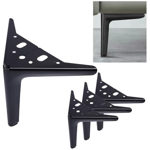 Li-TianFeng 6 Inch(15cm) Furniture Legs, Metal Furniture Legs for Cabinet Sofa TV Stand Bookcase 4Pcs (Black) Cover