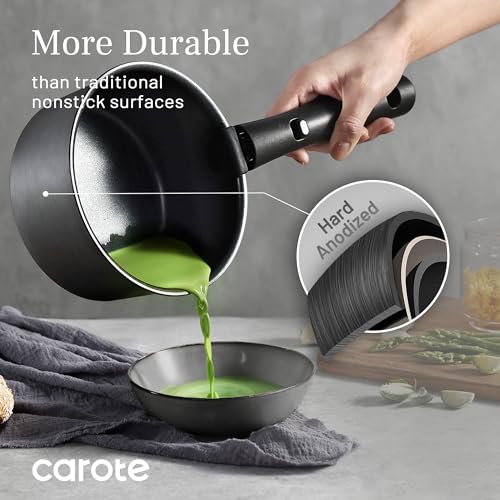 Image of CAROTE 20pcs 4-Ply Premium Hard Anodized Pots and Pans Set Non Stick with Detachable Handle, Dishwasher /Oven Safe, RV Kitchen Cookware Set Nonstick, Induction Cookware, Large Capacity Pans and Pot Set