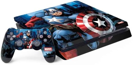 Skinit Decal Gaming Skin Compatible with PS4 Slim Bundle - Officially Licensed Marvel Captain America Shield Design