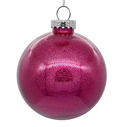 Vickerman 3" Clear Ball Christmas Ornament with Berry Red Glitter Interior.