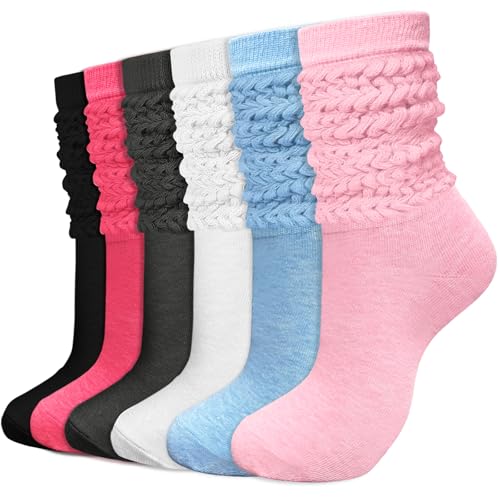Image of 6 Pairs Slouch Socks for Women, Soft Extra Long Thick High Slouch Slouchy Sock for Women Mothers Gifts