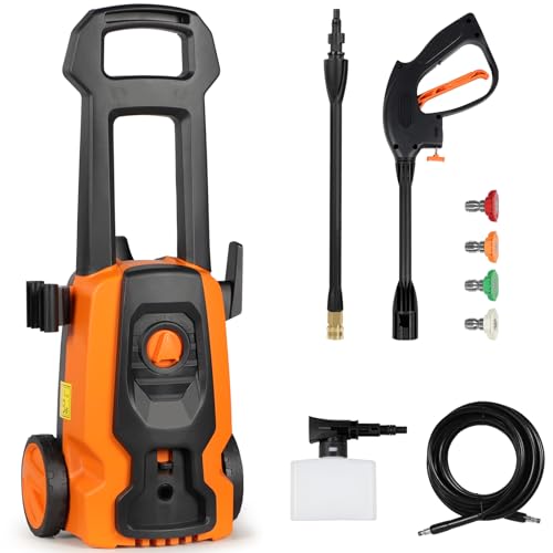 Fazil 4000 PSI 1.8 GPM Electric Pressure Washer, Pressure Washer with Foam Cannon and4 Different Pressure Nozzle, High Pressure Power Washer for Cars,Yards,Patios,Fences
