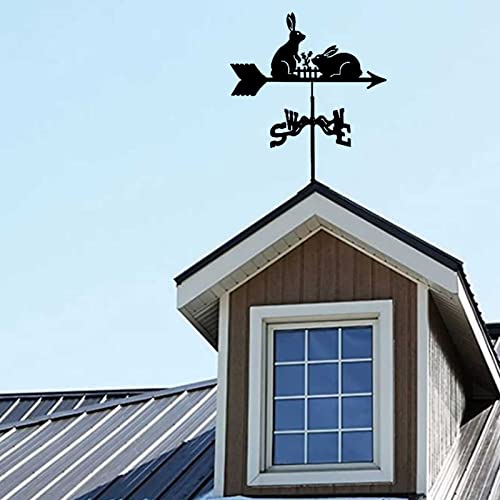 Rabbit Weathervanes, Animal Vane Wind Direction Indicator, Professional Wind Direction Measuring Tools, Vintage Farm Garden Wooden Pile Roof Decoration #TOP6