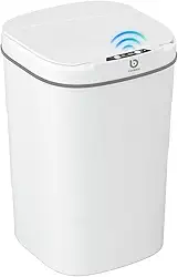 Lixeira Automatica Inteligente com Sensor 14L, Vedação Anti-odor, à prova d’água, Luz Noturna, Baixo Ruído, Múltiplas Formas de Abrir, para banheiro/cozinha/quarto, pilhas AA (Branco)