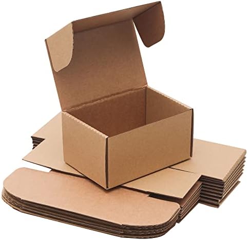 10 Pack Small Shipping Boxes 6x4x3'' Corrugated Small Cardboard Boxes for Shipping, Recyclable Packaging Boxes for Small Business, Mailer, Gift Packing, Crafts Packing, Jewelry Box Shipping, Brown