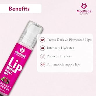 Lip Balm Roll on with beetroot rose & 100% edible ingredients & no chemicals, 10ml