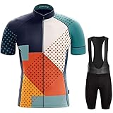 NIYUE Herren Radtrikot Set,Fahrradtrikot Herren Kurzarm,Trikot Kurzarm und Radhose mit 19D Gel Sitzpolster, Atmungsaktiv, Schnelltrocknend, für Fahrrad MTB