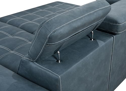 THSUPER 127'' Microfiber Oversized U Shaped Sectional Sleeper Sofa Couch with Pullout Bed, 7 Seat Couches with Adjustable Headrest, Sofas with Storage Chaise and Ottoman for Living Room. Navy Blue - Thumbnail 6