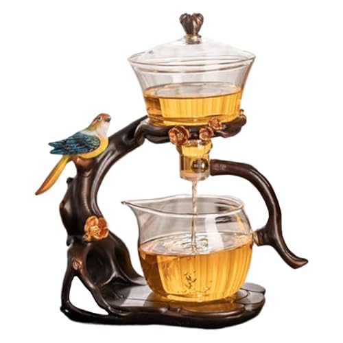 Set di tè semi -automatico, teiera magnetica in vetro di vetro borosilicato alto con infuser, 300 ml+460 ml di teiera magica, 7.8x4.9x10.4 kung fu set da tè per l'ufficio di casa