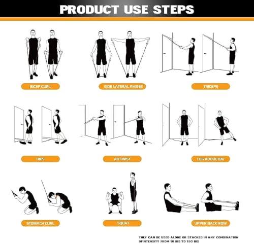 ROTONIVA Resistance Bands Set for Exercise, Stretching and Workout Toning Tube Kit with Foam Handles, Door Anchor, Ankle Strap and Carry Bag for Men, Women - Image 6