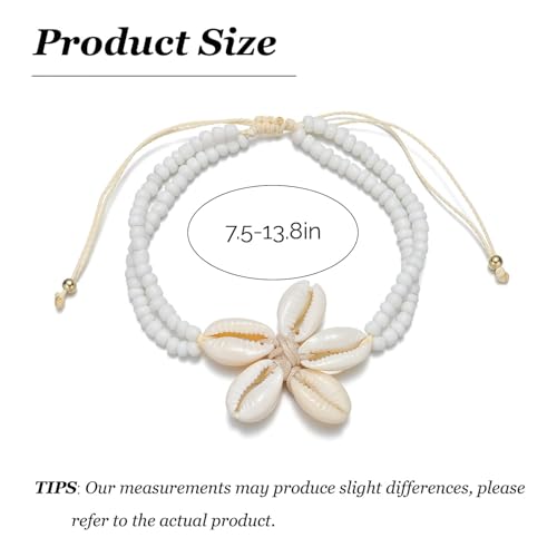 Image of Shell Anklets for Women Shell Beach Jewelry Accessories White Pink Black Flower Ankle Bracelet Summer Vacation Dress Outfits