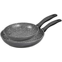 Stoneline 6937 Set of 2 Frying Pans Aluminium 24 cm/28 cm/with Excellent Non-Stick Coating with No Lid Also Suitable for Induction