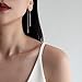 925 Sterling Silver Round Circle Long Chain Tassel Threader Drop Earrings, Silver Threader Earrings For Women