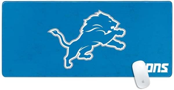 Vista 27 de Skinit Alfombrilla de mouse pequeña para juegos, diseño desgastado con licencia oficial de Detroit Lions con bordes cosidos, impermeable, base