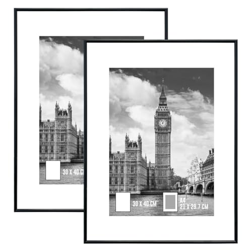 Image of GOmaize Front Loading Aluminum alloy Black Picture Frame 30x40cm Set of 2 Wall Mounting