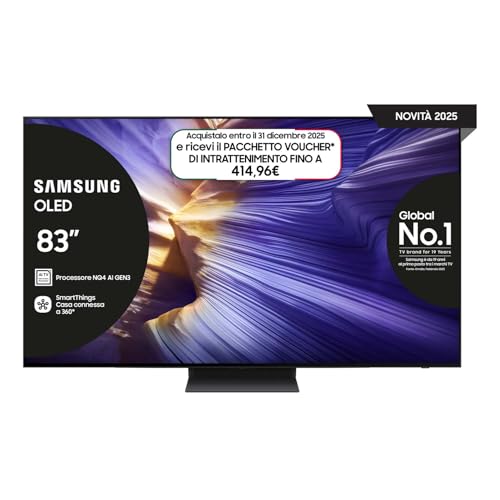 Samsung Smart TV 83” QE83S94FAEXZT OLED 4K, NQ4 AI Gen3 Processor, 4K AI Upscaling Pro, Motion Xcelerator 144Hz, Dolby Atmos & OTS Lite, LaserSlim Design, 2025