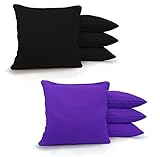 Johnson Enterprises, LLC 8 Standard Corn Filled Regulation 6"x6" Duck Cloth Cornhole Bags! (Black/Pu