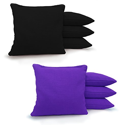 Johnson Enterprises, Llc 8 Standard Corn Filled Regulation 6"X6" Duck Cloth Cornhole Bags! (Black/Purple) #TOP10