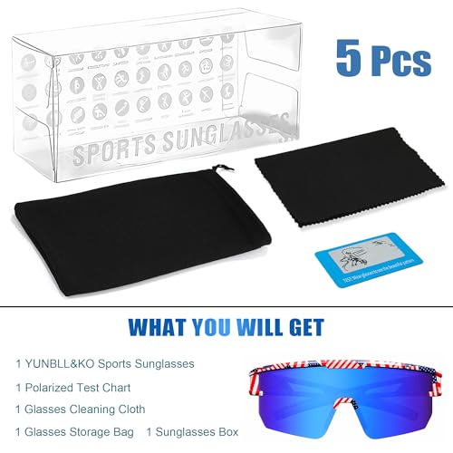 YUNBLL&KO Sports Polarized Sunglasses Men Women UV400 Protection Kids Youth Baseball Sunglasses for Cycling Softball Running