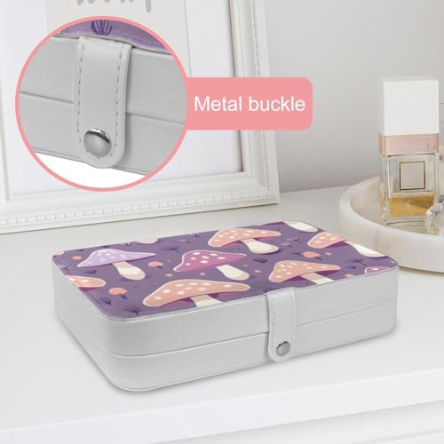 Fin des colliers emmêlés : boîte à bijoux de voyage compacte motif champignon violet
