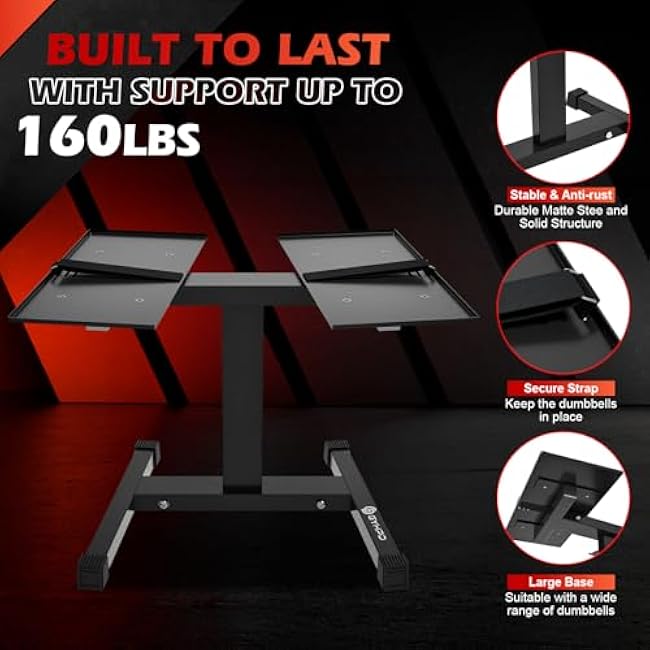 2025 NEW Adjustable Dumbbell Stand, 200 lb Capacity, Dumbbell Rack with Adjustable Belt, Heavy Duty Column Dumbbell Stand, Easy Storage & Safety for Home Gym, Dumbbell Rack Stand Only