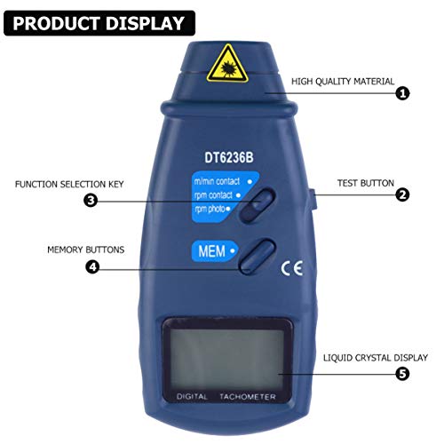 VILLCASE TacÃ´metro Digital Sem Contato Foto PortÃ¡til TacÃ´metro a Laser Mini Rpm Tester Meter para
