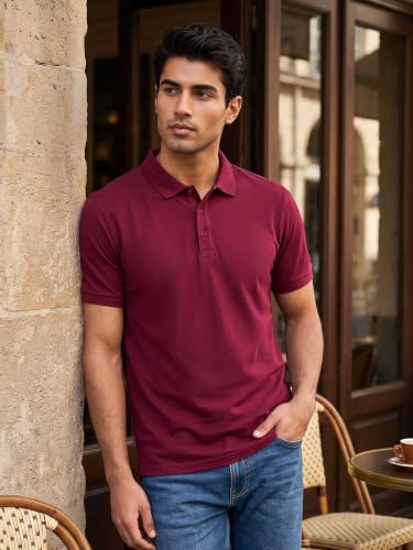 Image of Beyoung Imported Poly Regular Fit Solid Polo Tshirt for Men | Collar Tshirt | Half Sleeves | Solid Casual T-Shirt