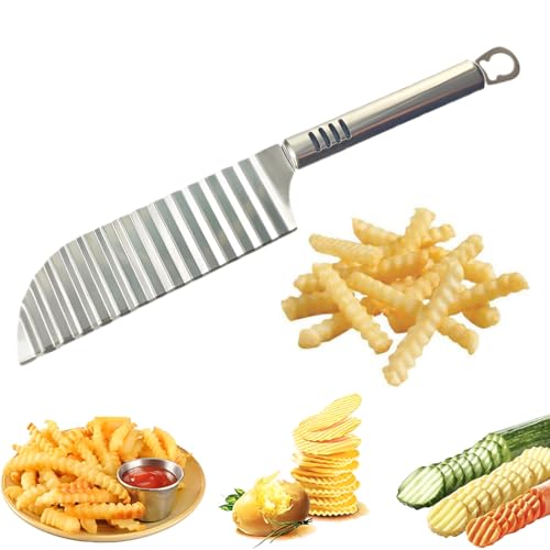 WeddHuis 1 Stück Wellenschneider aus Edelstahl, Riffelmesser, Wellenschnittmesser, Wellenmesser für Gemüse, Pommes, Obst (Verlängert und verdickt)