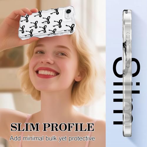 Coque antichocs iPhone 17e transparente pour éviter les rayures avec style nœud papillon - 6