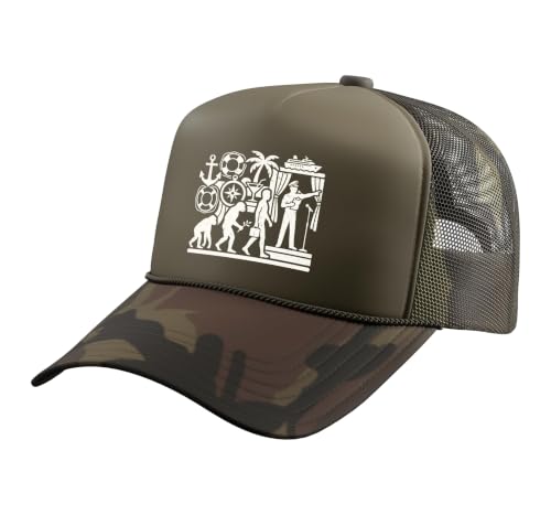 Cruise Director Evolution Cruise Ship Entertainment Design Trucker Hat with Adjustable Mesh Back, Camo Green