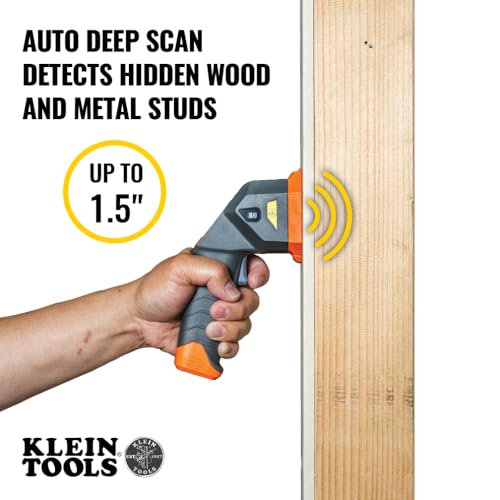 Klein Tools ESF150LL Laser Level Stud Finder, Bubble Level, Laser Class 3R; ≤5mW; 15-Foot in All Directions, for Wood and Metal Studs, LED and Audio Alert, Batteries Included