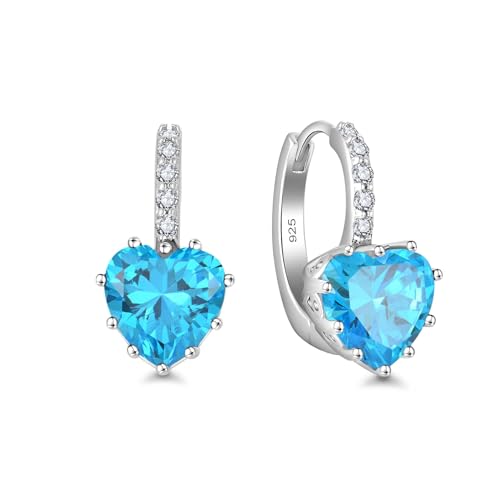 Starchenie Pendientes Mujer Plata De Ley 925 Con Circonita Pendientes De Corazón Piedra Natal Azul Regalo De Joyería Starchenie Pendientes Mujer Plata De Ley 925 Con Circonita Pendientes De Corazón Piedra Natal Azul Regalo De Joyería