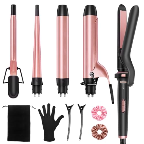 Ufree 5 in 1 Curling Iron with Interchangeable Ceramic...
