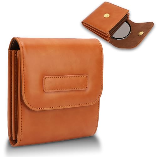 Pomya Lens Filter Pouch Case, Up to 100mm, 5 Pockets PU Leather Camera Lens Filter Storage Bag, & Water Hard Shell Carrying Case for Photography Circular Filter, Pomyage6f341mbw